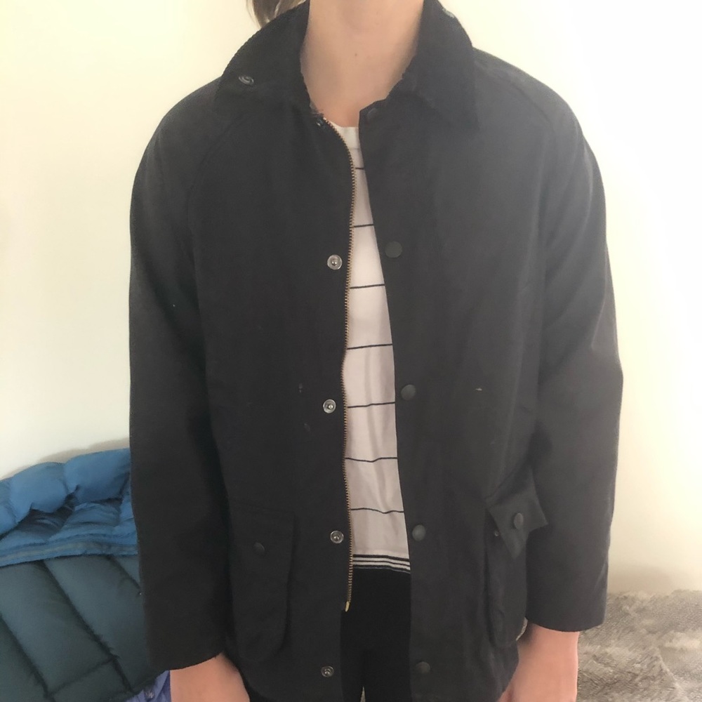 Barbour oilskin jacket navy blue - Picture 1 of 2